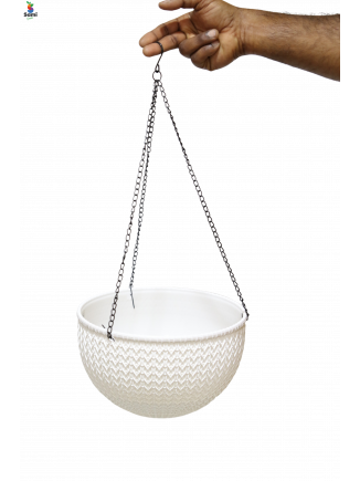 white hanging pot