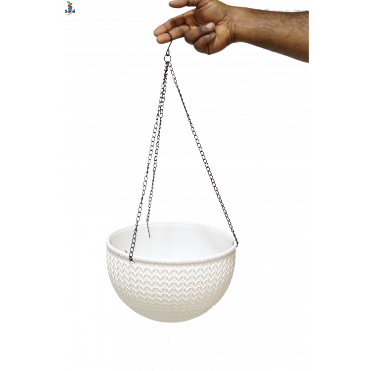 white hanging pot